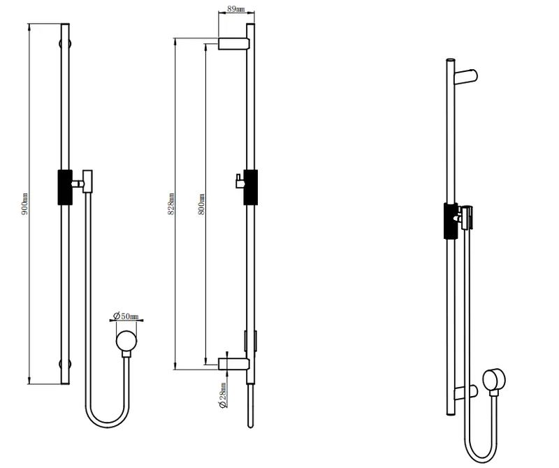 CADDENCE Series Brushed Nickel Shower Rail without Handheld Shower FIL Kitchen Bathroom