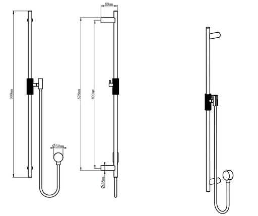 CADDENCE Series Brushed Nickel Shower Rail without Handheld Shower FIL Kitchen Bathroom