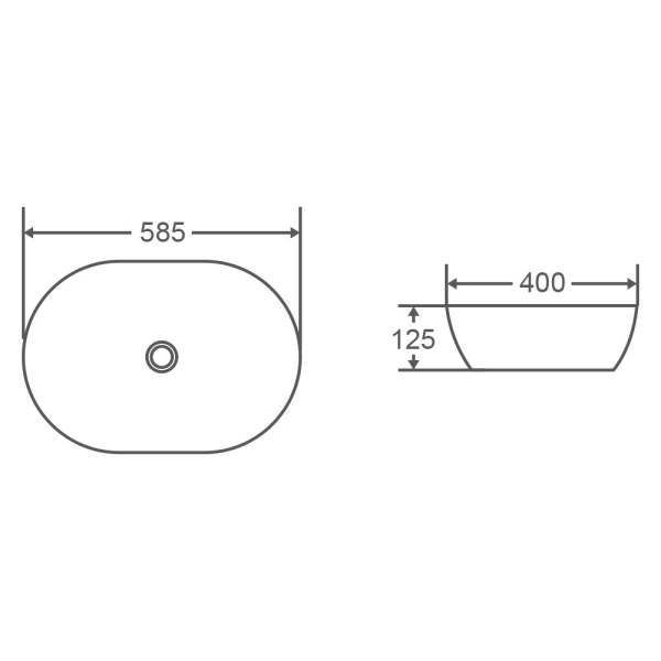 Vale Above Counter Oval Basin 585 x 400 x 125mm