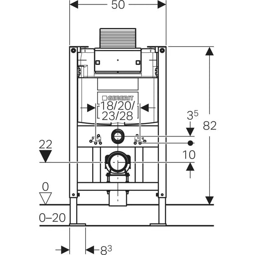 Geberit Duofix Frame with Alpha 12cm In-wall Cistern – 82cm Height mercioaustralia