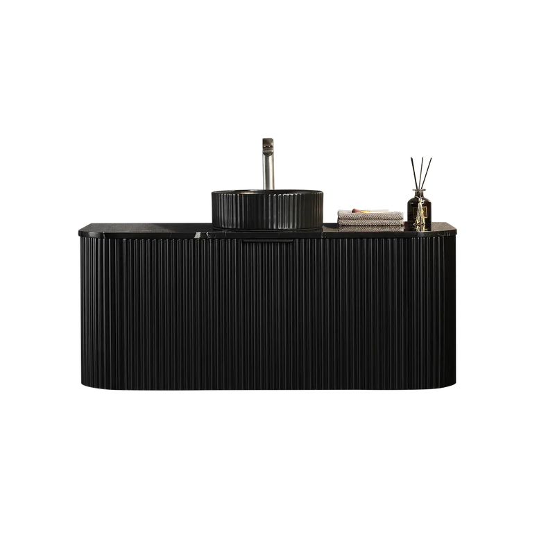 Avalon Wall Hung Vanity Single Bowl Matt Black 600mm/750mm/900mm/1200mm - FIL Kitchen Bathroom