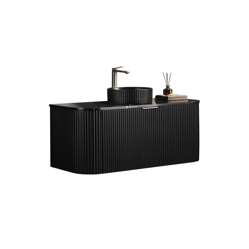 Avalon Wall Hung Vanity Single Bowl Matt Black 600mm/750mm/900mm/1200mm - FIL Kitchen Bathroom
