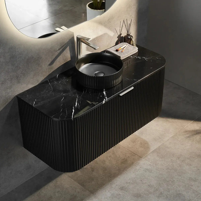 Avalon Wall Hung Vanity Single Bowl Matt Black 600mm/750mm/900mm/1200mm - FIL Kitchen Bathroom