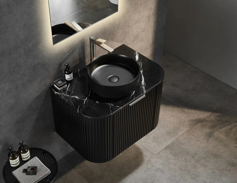 Avalon Wall Hung Vanity Single Bowl Matt Black 600mm/750mm/900mm/1200mm - FIL Kitchen Bathroom