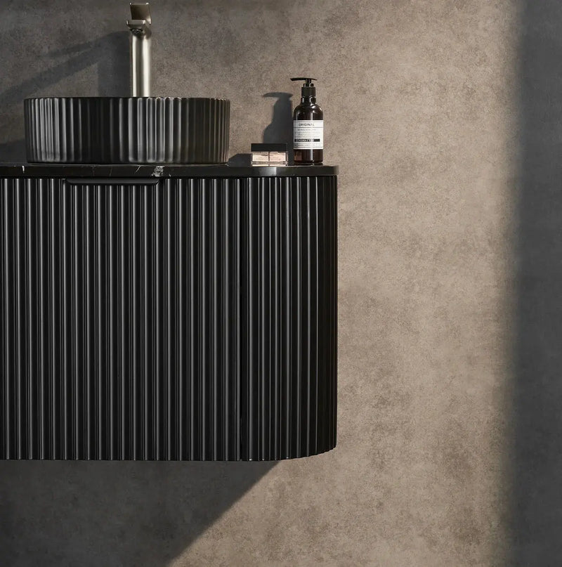 Avalon Wall Hung Vanity Single Bowl Matt Black 600mm/750mm/900mm/1200mm - FIL Kitchen Bathroom