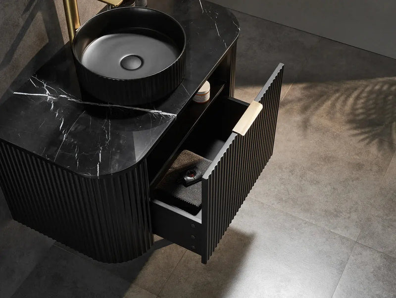 Avalon Wall Hung Vanity Single Bowl Matt Black 600mm/750mm/900mm/1200mm - FIL Kitchen Bathroom