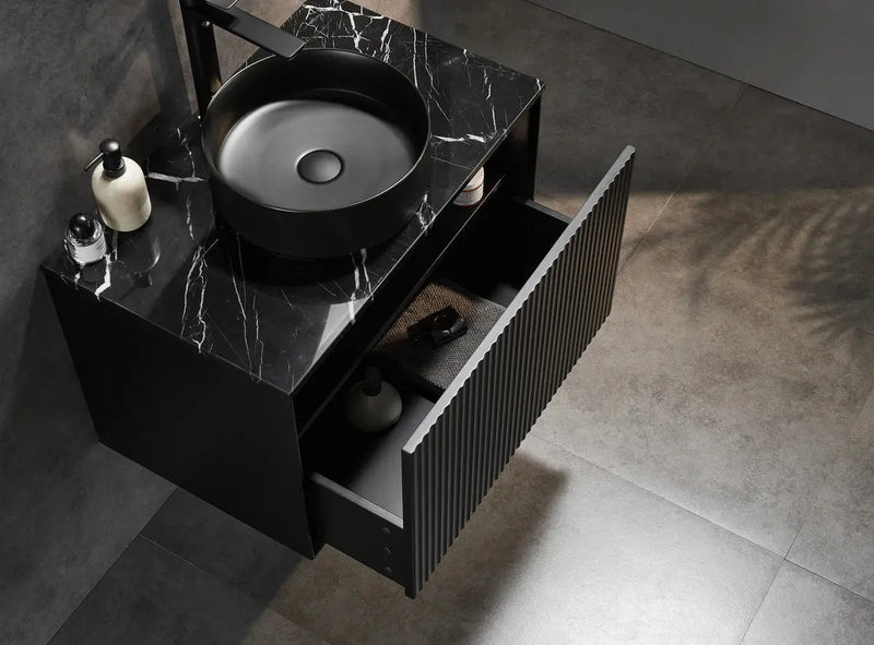 WALL HUNG VANITY PVC MATTE BLACK 600MM/750MM/900MM/1200MM/1500mm CETO