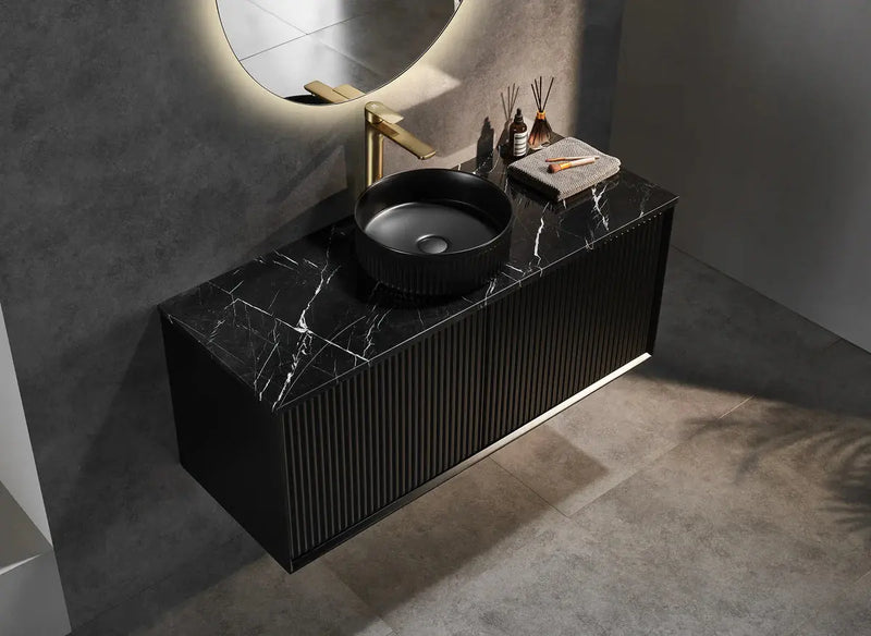 WALL HUNG VANITY PVC MATTE BLACK 1200MM/1500MM (SINGLE BOWL/DOUBLE BOWL)) CETO
