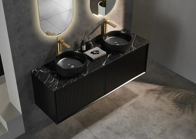 WALL HUNG VANITY PVC MATTE BLACK 1200MM/1500MM (SINGLE BOWL/DOUBLE BOWL)) CETO