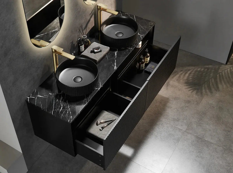 WALL HUNG VANITY PVC MATTE BLACK 1200MM/1500MM (SINGLE BOWL/DOUBLE BOWL)) CETO