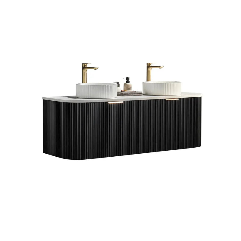 Avalon Wall Hung Vanity Matte Black Double Bowl 1500mm/1800mm - FIL Kitchen Bathroom