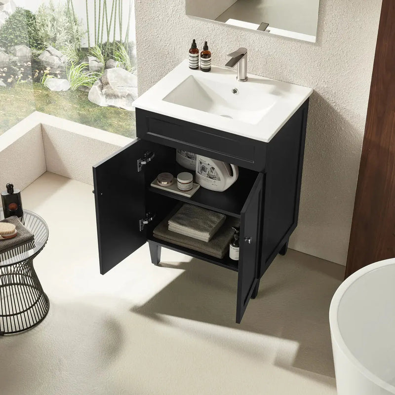 Harrington Floor Standing Vanity PVC Matte Black 600mm/750mm/900mm CETO