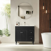 Harrington Floor Standing Vanity PVC Matte Black 600mm/750mm/900mm CETO