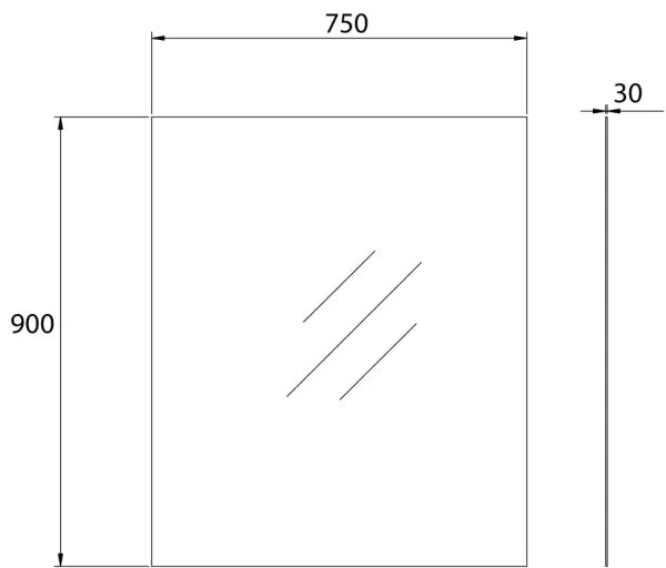 Plain Mirror 90cm Pencil-edge FIL Kitchen Bathroom