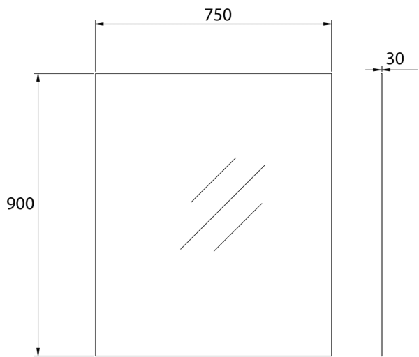 Plain Mirror 90cm Pencil-edge