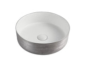 Riva 3018 Round Brushed Silver & Gloss White Ceramic Above Counter Basin Riva