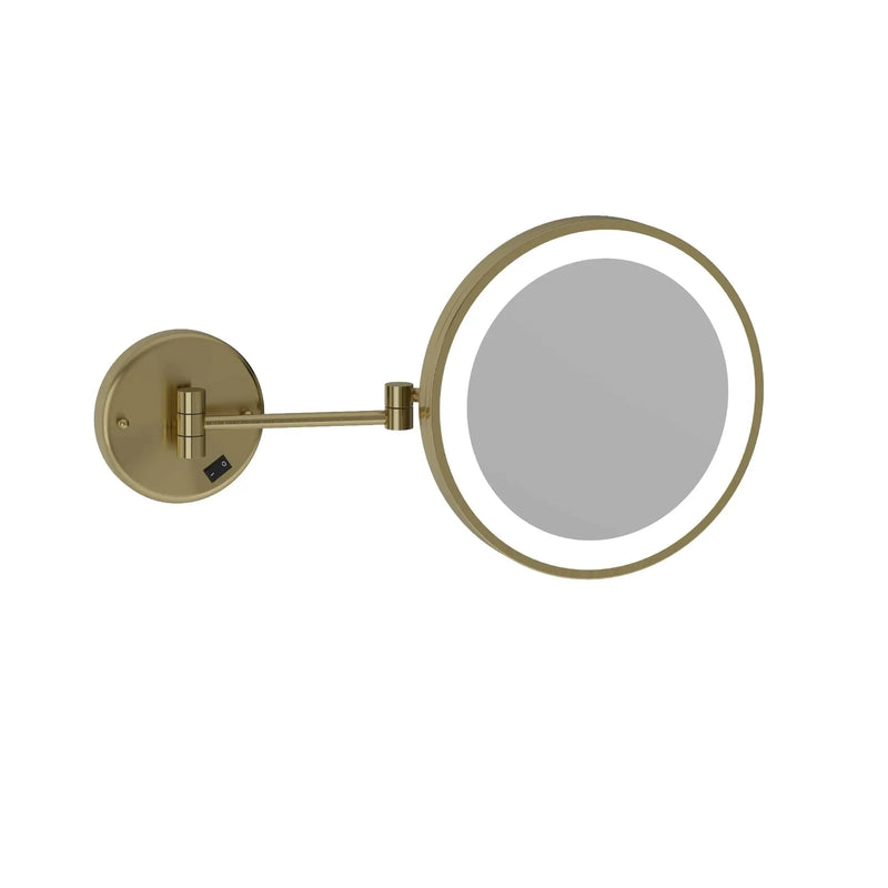 THERMOGROUP ABLAZE ROUND 3X MAGNIFICATION MIRROR WITH LIGHT BRUSHED BRASS 185MM - FIL Kitchen Bathroom