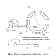 THERMOGROUP ABLAZE ROUND 3X MAGNIFICATION MIRROR WITH LIGHT BRUSHED BRASS 185MM - FIL Kitchen Bathroom