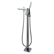 Chrome/Black Floor Standing Mixer With Diverter & Handheld Shower(Brass) FIL Kitchen Bathroom
