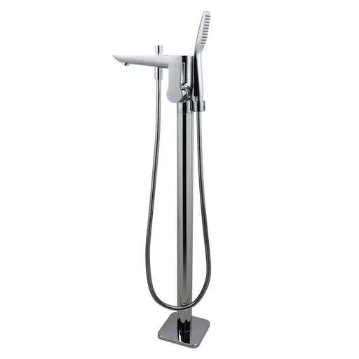 Chrome/Black Floor Standing Mixer With Diverter & Handheld Shower(Brass) FIL Kitchen Bathroom
