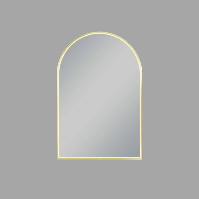 Arch LED Framed Bathroom Mirror Brushed Gold 600x900mm - FIL Kitchen Bathroom