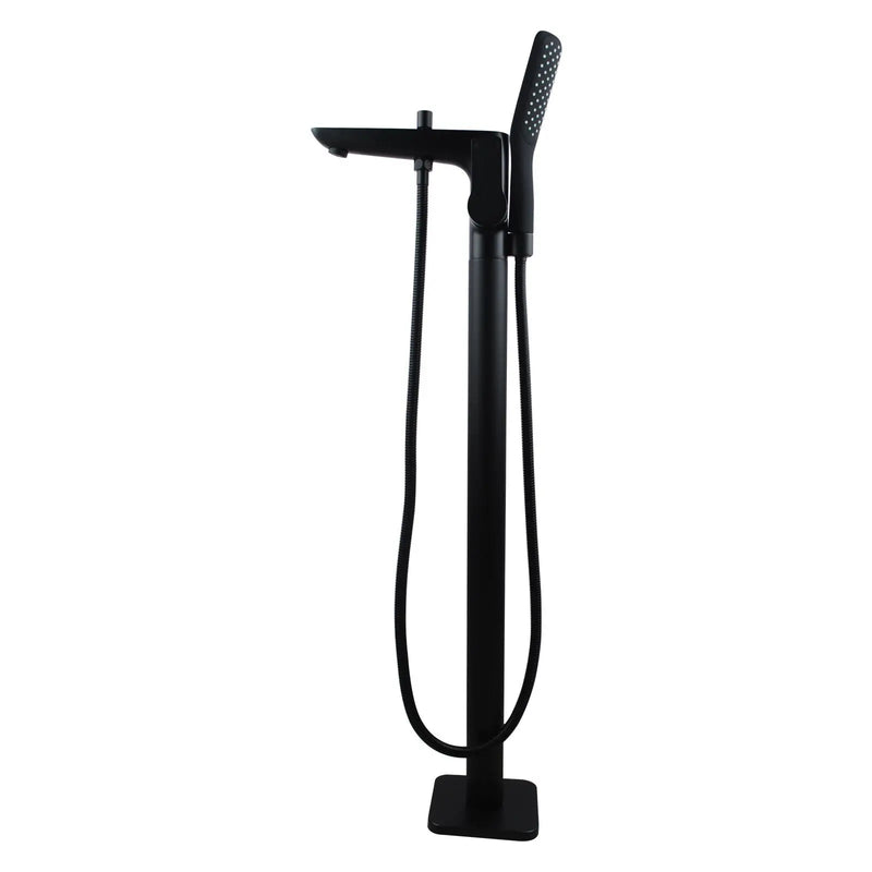 Chrome/Black Floor Standing Mixer With Diverter & Handheld Shower(Brass) FIL Kitchen Bathroom