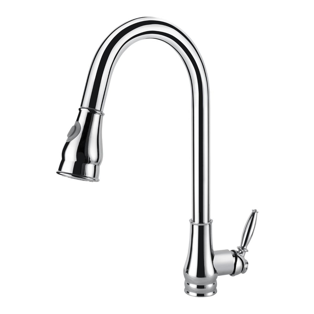 Round Chrome/Black Vintage Pull Out Kitchen Sink Mixer Tap