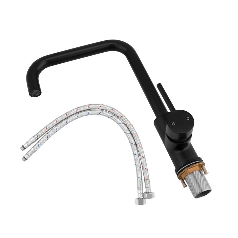 Electroplated Brass Chrome/Black Swivel Spout Kitchen Mixer Tap FIL Kitchen Bathroom