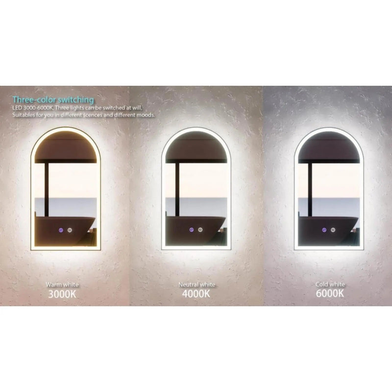 RIVA S3 FRAMELESS BACKLIT RECTANGLE LED MIRROR 3 COLOUR LIGHTS 500X700MM - FIL Kitchen Bathroom