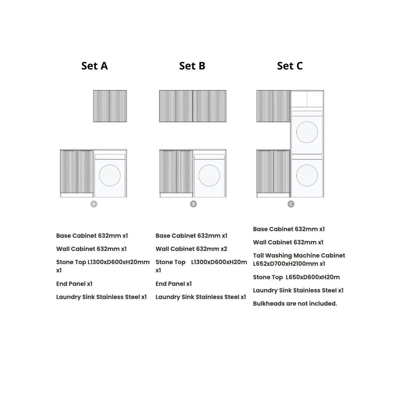 Havana Sable Walnut Laundry Kit 1305x600x2100 (Set-C) - FIL Kitchen Bathroom