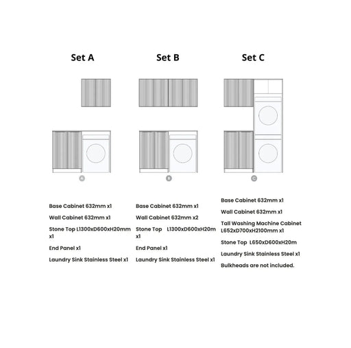 Havana Sable Walnut Laundry Kit 1305x600x2100 (Set-B) - FIL Kitchen Bathroom