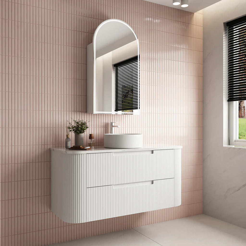 Curva Curve Wall Hung Vanity Matte White 750mm/900mm/1200mm