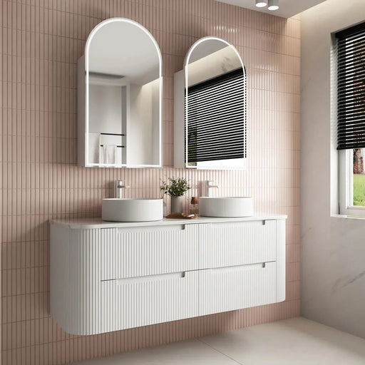 Curva Curve Wall Hung Vanity Matte White 1500mm/1800mm - FIL Kitchen Bathroom