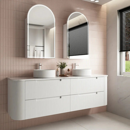Curva Curve Wall Hung Vanity Matte White 1500mm/1800mm - FIL Kitchen Bathroom
