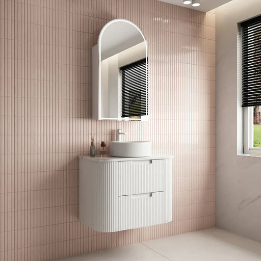 Curva Curve Wall Hung Vanity Matte White 750mm/900mm/1200mm - FIL Kitchen Bathroom