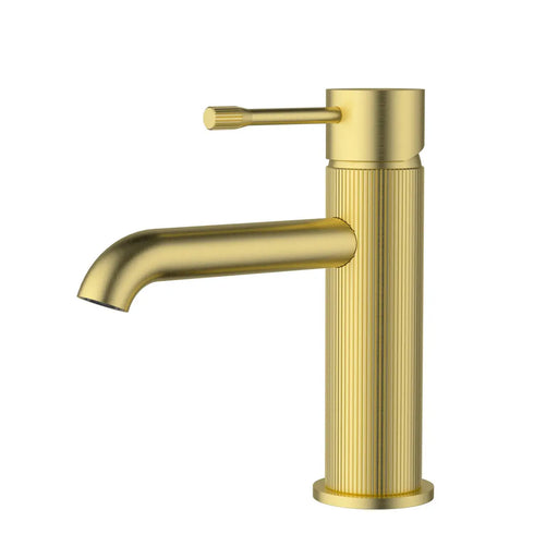 IKON Linie Solid Brass Brushed Gold Basin Mixer Tap - FIL Kitchen Bathroom