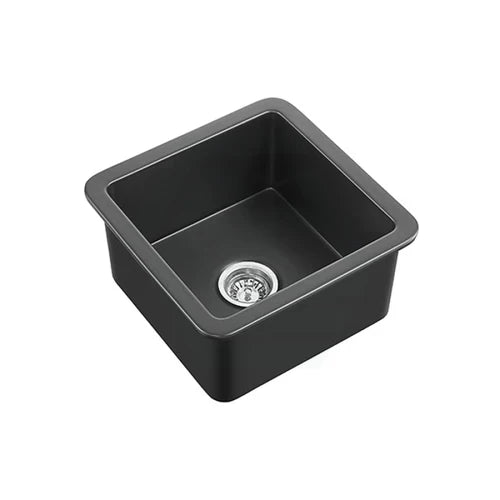 SINGLE BOWL FIRECLAY UNDERMOUNT KITCHEN SINK GLOSS WHITE/MATTE BLACK 457MM