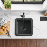SINGLE BOWL FIRECLAY UNDERMOUNT KITCHEN SINK GLOSS WHITE/MATTE BLACK 457MM CETO