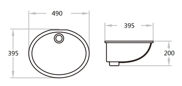 Under Counter Basin Gloss White 495*395*200mm