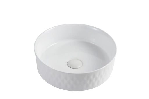 Riva 499 Round Gloss White Ceramic Lattice Pattern Above Counter Basin Riva