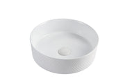 Riva 499 Round Gloss White Ceramic Diagonal Pattern Above Counter Basin Riva