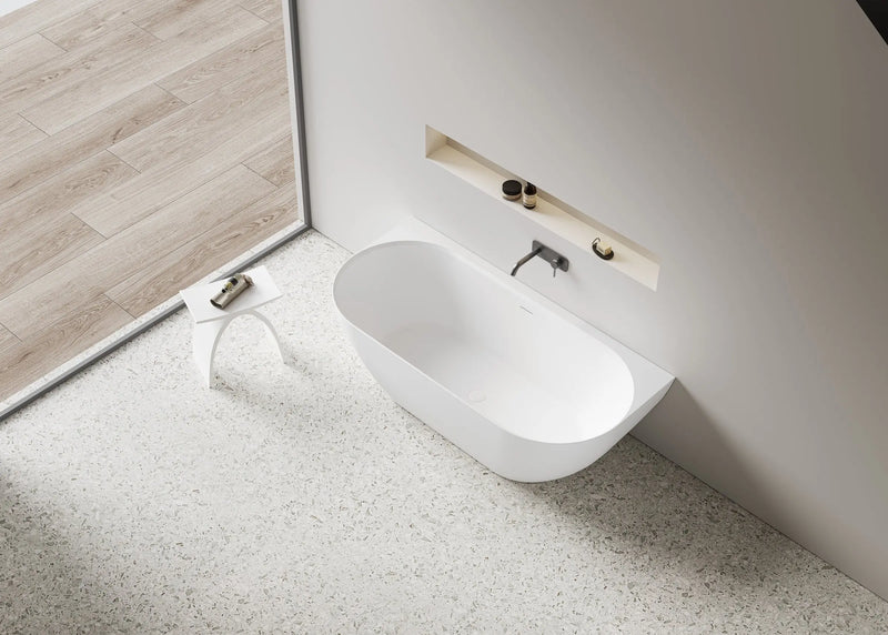 Ellips Back To Wall Free Standing Acrylic Bathtub LK-EB