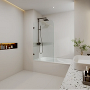 Covey Frameless Fixed Bathtub Curved Corner Shower Screens (900mm) COVEY