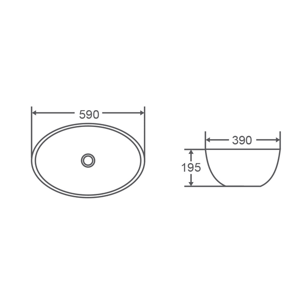 Boat 59 Oval Above Counter Basin 590 x 390 x 195mm