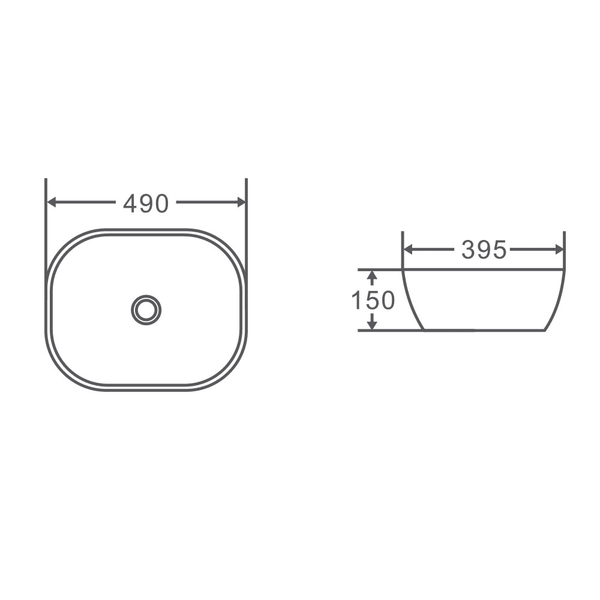 Evea 49 Above Counter Oval Basin 490 x 395 x 150mm