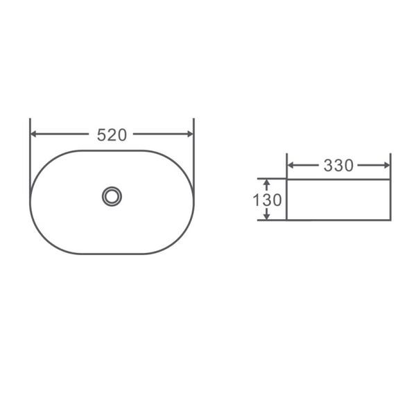 Evea 52 Above Counter Oval Basin 520X330 x 130mm