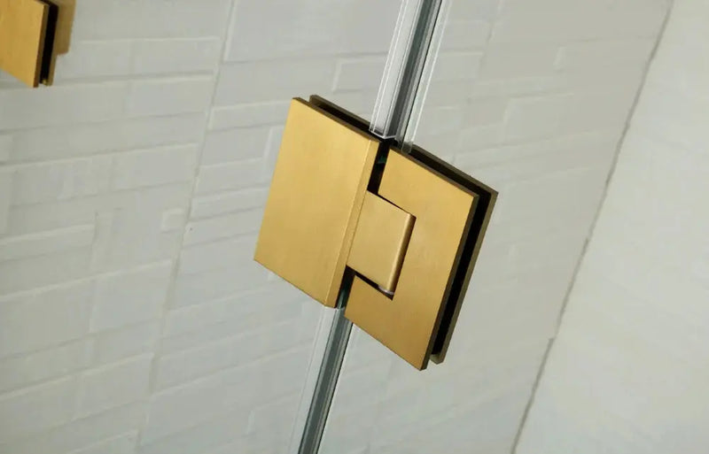FRAMELESS HINGE DOOR WALL TO WALL CORNER PIVOT DOOR  BRUSHED GOLD FIL Kitchen Bathroom