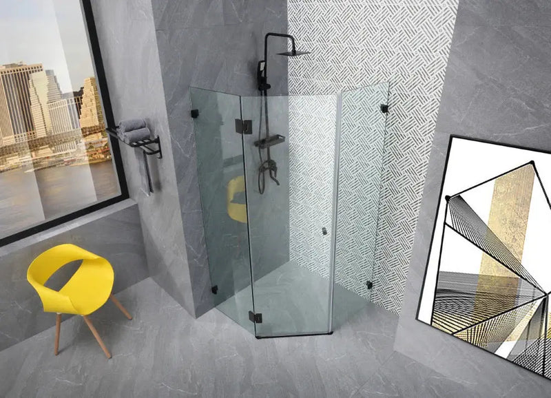 DIAMOND FRAMELESS HINGE DOOR WALL TO WALL  MATTE BLACK FIL Kitchen Bathroom