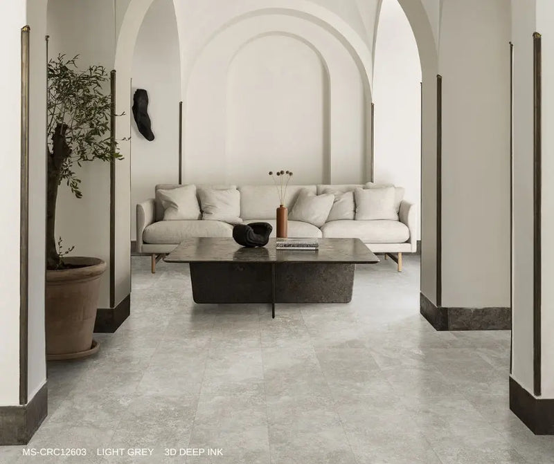 Travertine Cross Cut Light Grey 3D Deep Ink (600*600) - FIL Kitchen Bathroom