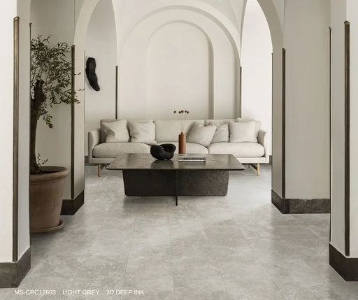 Travertine Cross Cut Light Grey 3D Deep Ink (600*600) - FIL Kitchen Bathroom